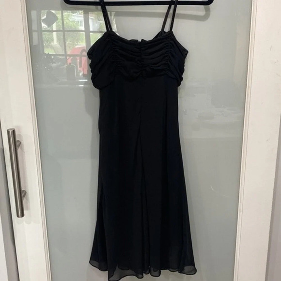 Eva Blue Women's Midi Little Black Formal Flowly Sequence Bow Dress Sz 6 - Picture 5 of 6